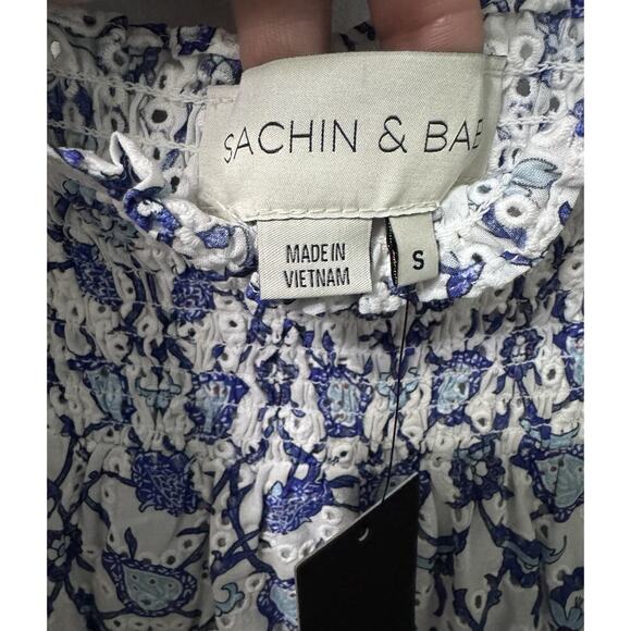 NWT Sachin Babi Blue Floral Eyelet “Millie Vine” Top & Shorts Set Size S - Picture 10 of 13